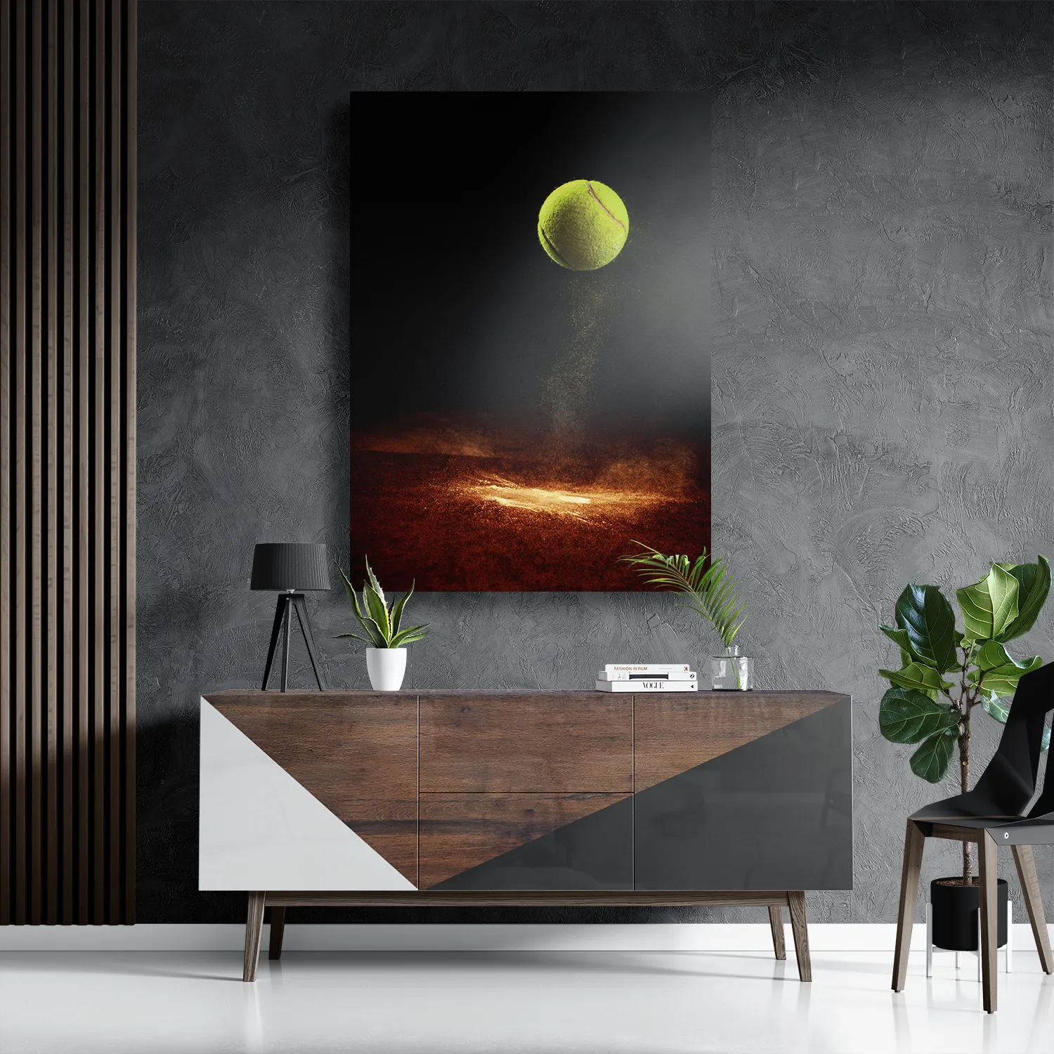 Schilderij Tennisbal Op Grevel Rechthoek Verticaal Template DB 50 70 Verticaal Sport 9 3