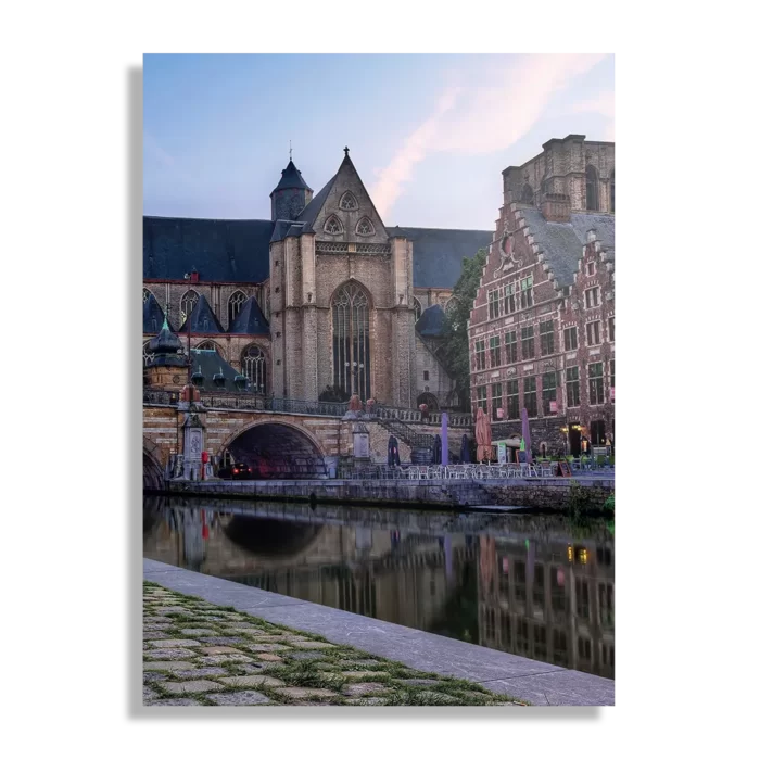 Schilderij Middeleeuwse Kathedraal en Brug Gent Rechthoek Verticaal Template DB 50 70 Verticaal Steden 100 1