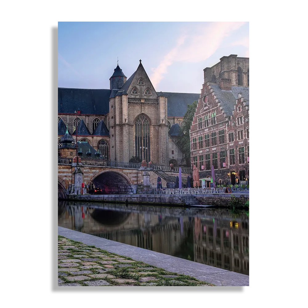 Schilderij Middeleeuwse Kathedraal en Brug Gent Rechthoek Verticaal Template DB 50 70 Verticaal Steden 100 1