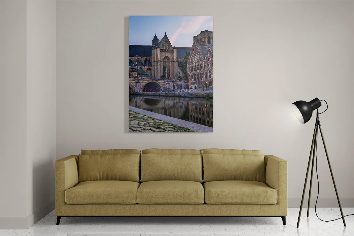 Schilderij Middeleeuwse Kathedraal en Brug Gent Rechthoek Verticaal Template DB 50 70 Verticaal Steden 100 2