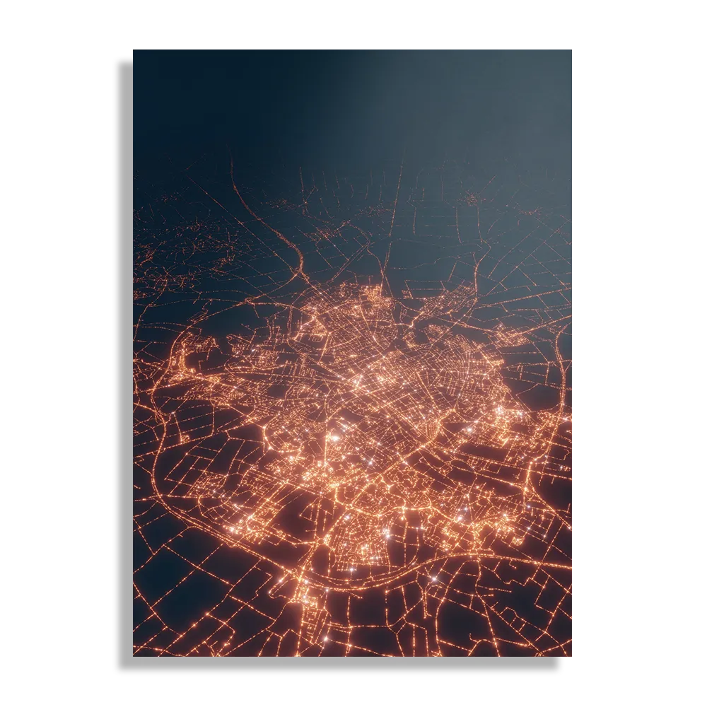 Schilderij Luchtfoto Nacht 01 Rechthoek Verticaal Template DB 50 70 Verticaal Steden 106 1