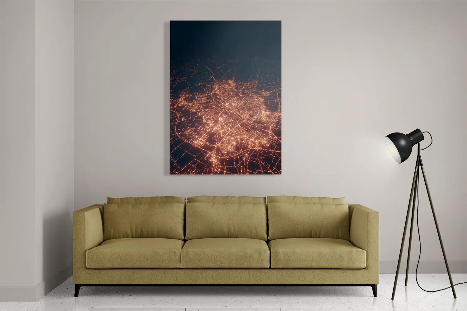 Schilderij Luchtfoto Nacht 01 Rechthoek Verticaal Template DB 50 70 Verticaal Steden 106 2