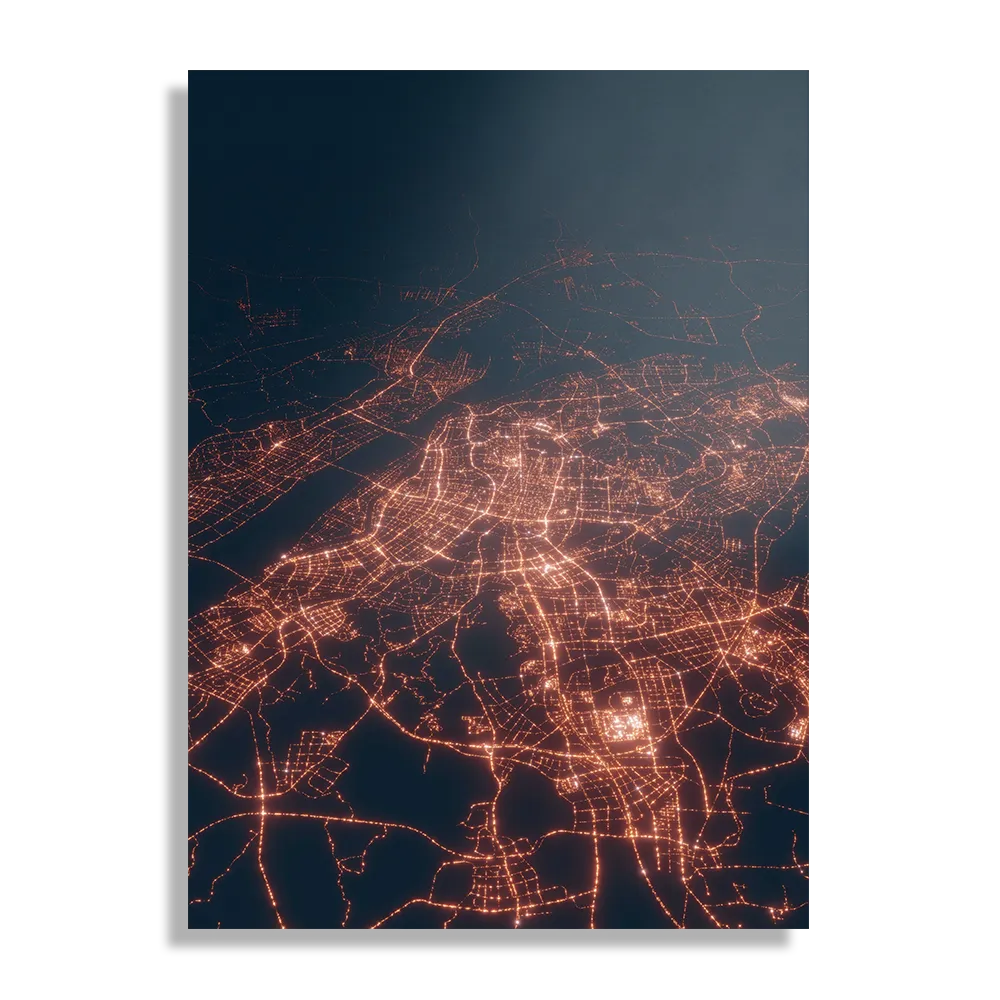 Schilderij Luchtfoto Nacht 02 Rechthoek Verticaal Template DB 50 70 Verticaal Steden 107 1