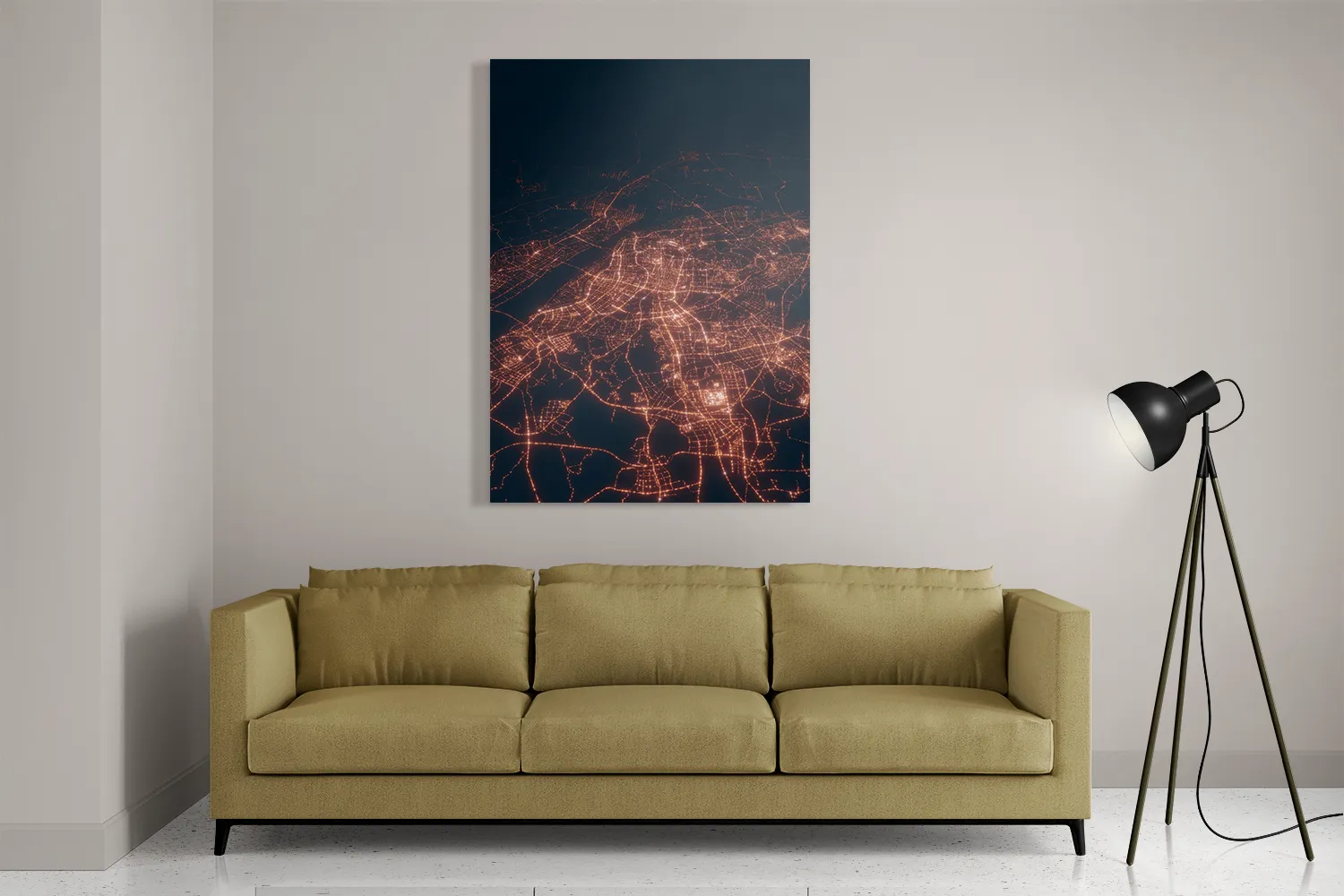 Schilderij Luchtfoto Nacht 02 Rechthoek Verticaal Template DB 50 70 Verticaal Steden 107 2