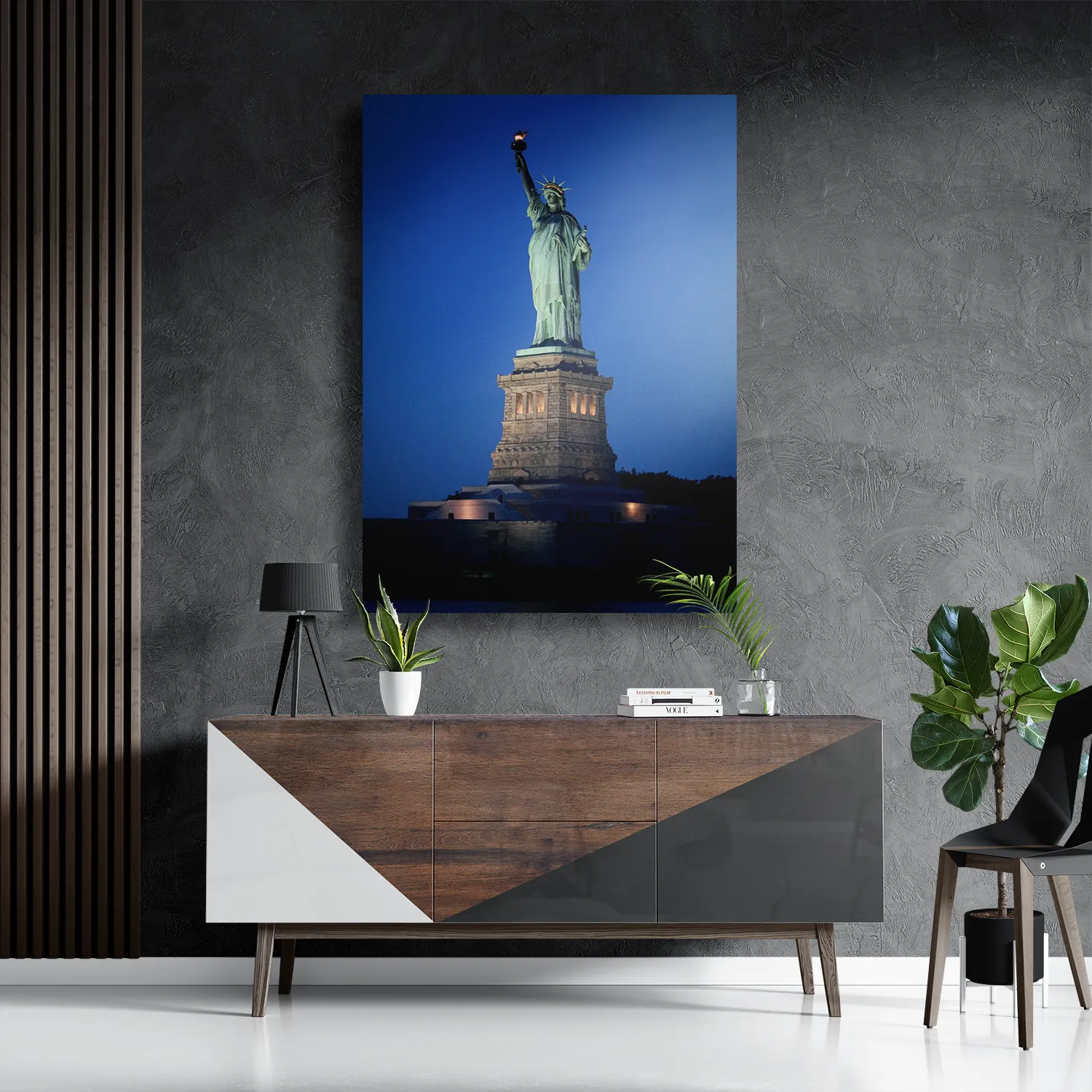 Schilderij Vrijheidsbeeld New York Donker 01 Rechthoek Verticaal Template DB 50 70 Verticaal Steden 18 3