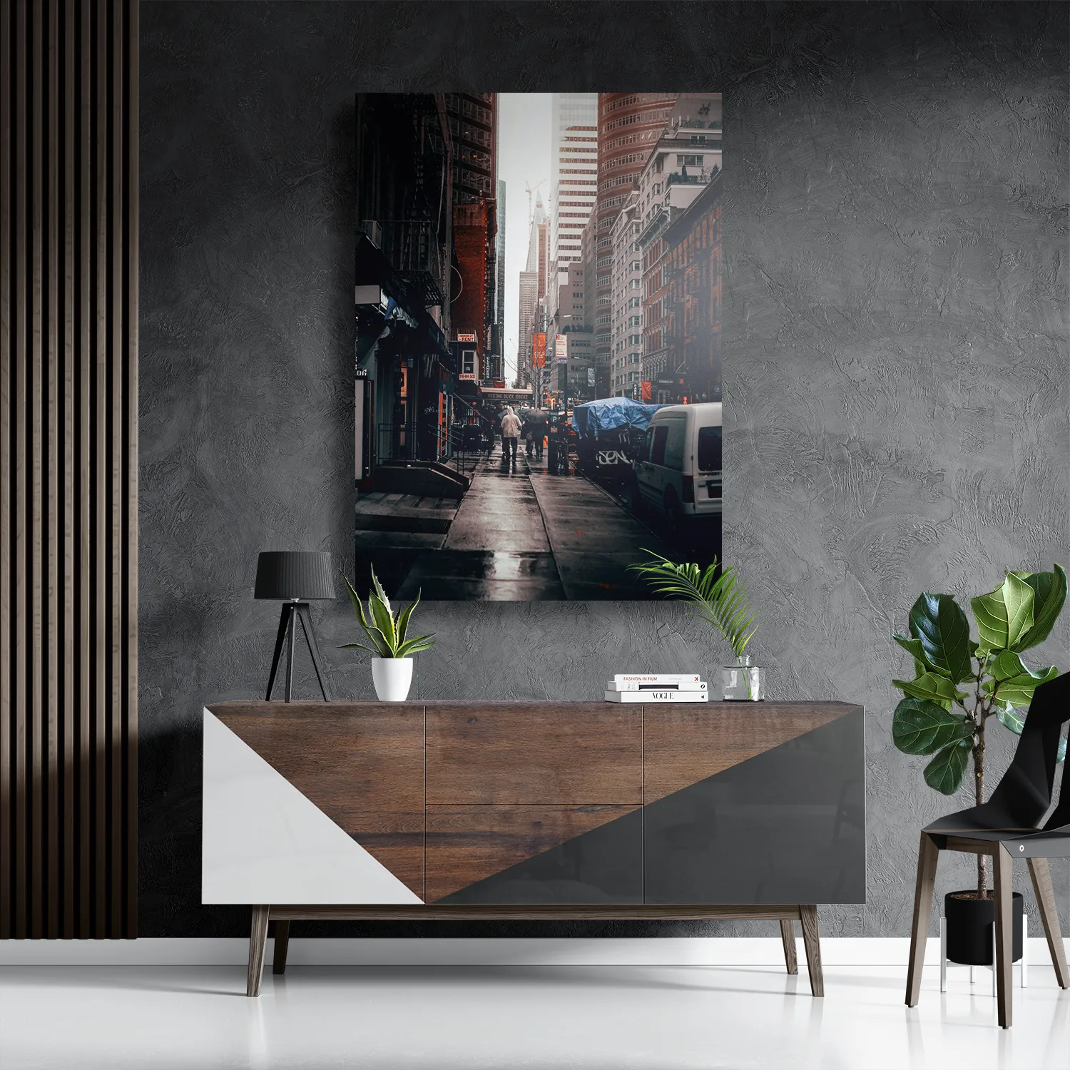 Schilderij New York Raining Day Rechthoek Verticaal Template DB 50 70 Verticaal Steden 27 3