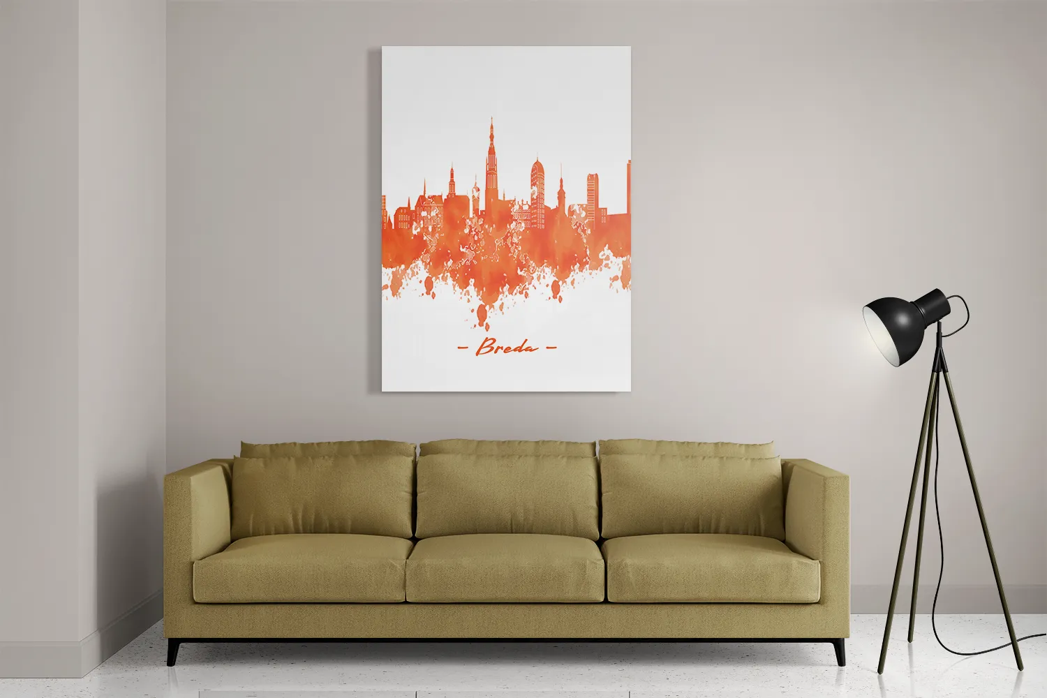 Schilderij Skyline Breda Watercolor Paint Rechthoek Verticaal Template DB 50 70 Verticaal Steden 3 2