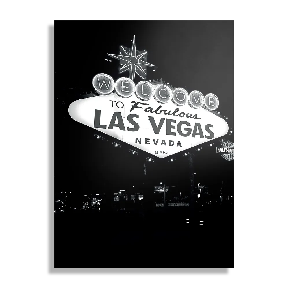 Schilderij Welcome to Fabulous Las Vegas Zwart Wit Rechthoek Verticaal Template DB 50 70 Verticaal Steden 30 1