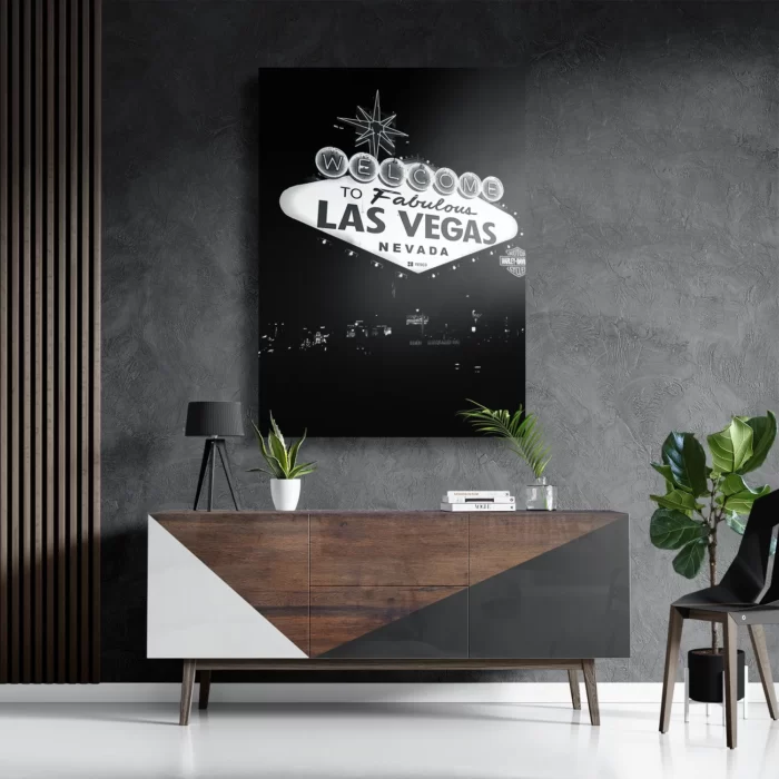 Schilderij Welcome to Fabulous Las Vegas Zwart Wit Rechthoek Verticaal Template DB 50 70 Verticaal Steden 30 3