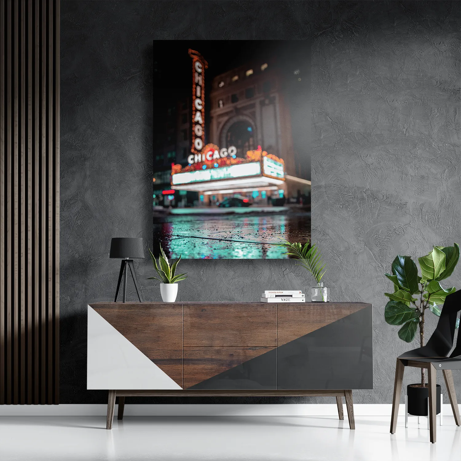 Schilderij Chicago at Night Rechthoek Verticaal Template DB 50 70 Verticaal Steden 31 3