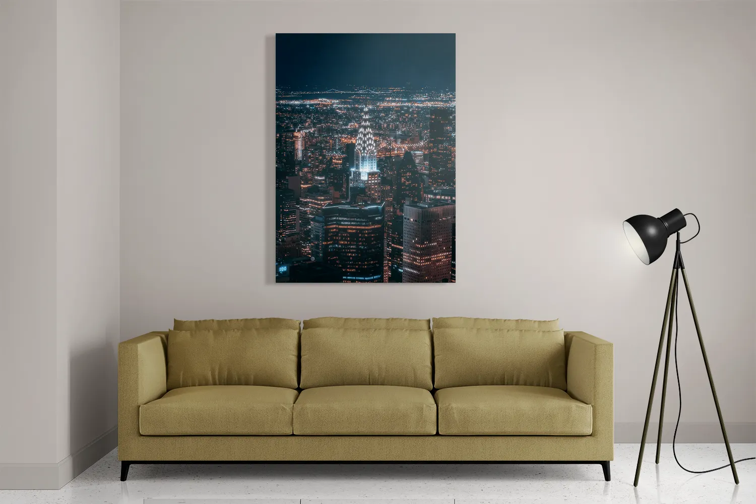 Schilderij Chrysler Building New York at Night Rechthoek Verticaal Template DB 50 70 Verticaal Steden 46 2