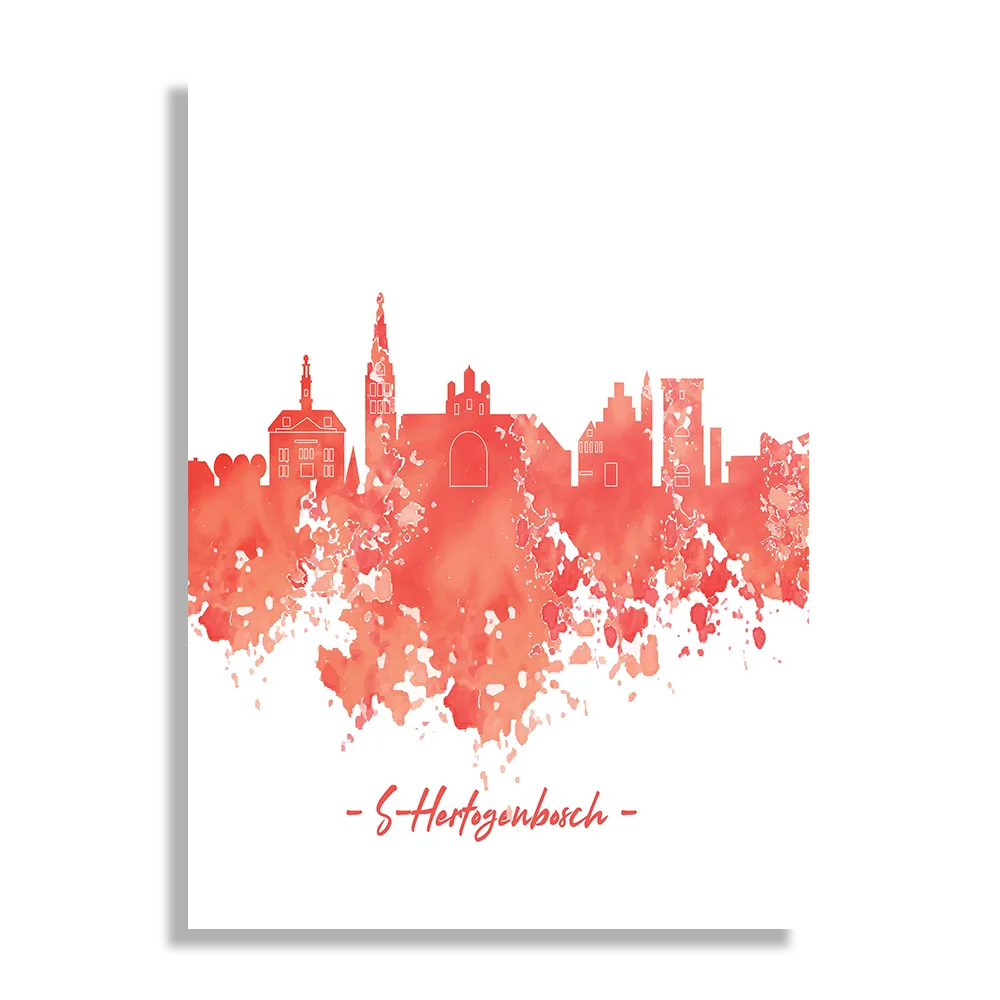 Template_DB_50-70_Verticaal_Steden_54-1 Schilderij Skyline 's-Hertogenbosch Watercolor Paint Rechthoek Verticaal Template DB 50 70 Verticaal Steden 54 1