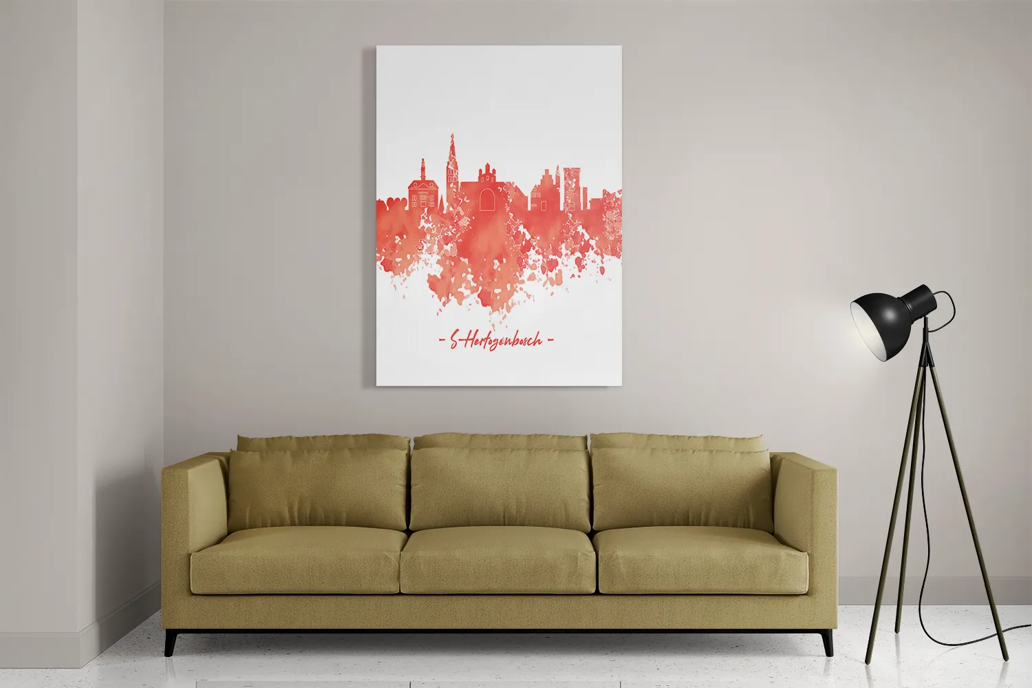 Template_DB_50-70_Verticaal_Steden_54-2 Schilderij Skyline 's-Hertogenbosch Watercolor Paint Rechthoek Verticaal Template DB 50 70 Verticaal Steden 54 2
