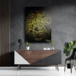 Schilderij Berlin Plattegrond Zwart Geel Rechthoek Verticaal Template DB 50 70 Verticaal Steden 64 3