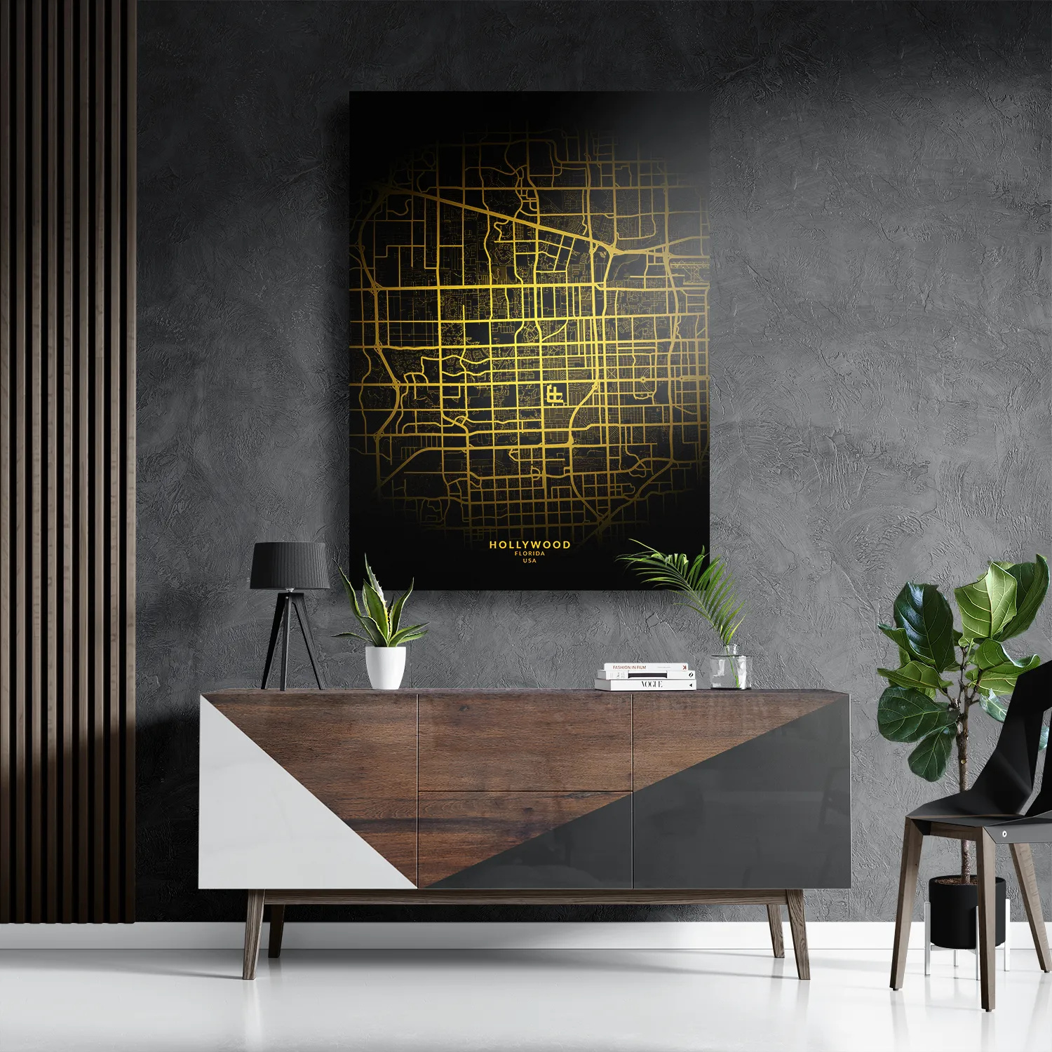 Template_DB_50-70_Verticaal_Steden_72-3 Schilderij Hollywood Plattegrond Zwart Geel Rechthoek Verticaal Template DB 50 70 Verticaal Steden 72 3