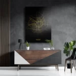 Schilderij Enschede Plattegrond Zwart Geel Rechthoek Verticaal Template DB 50 70 Verticaal Steden 82 3