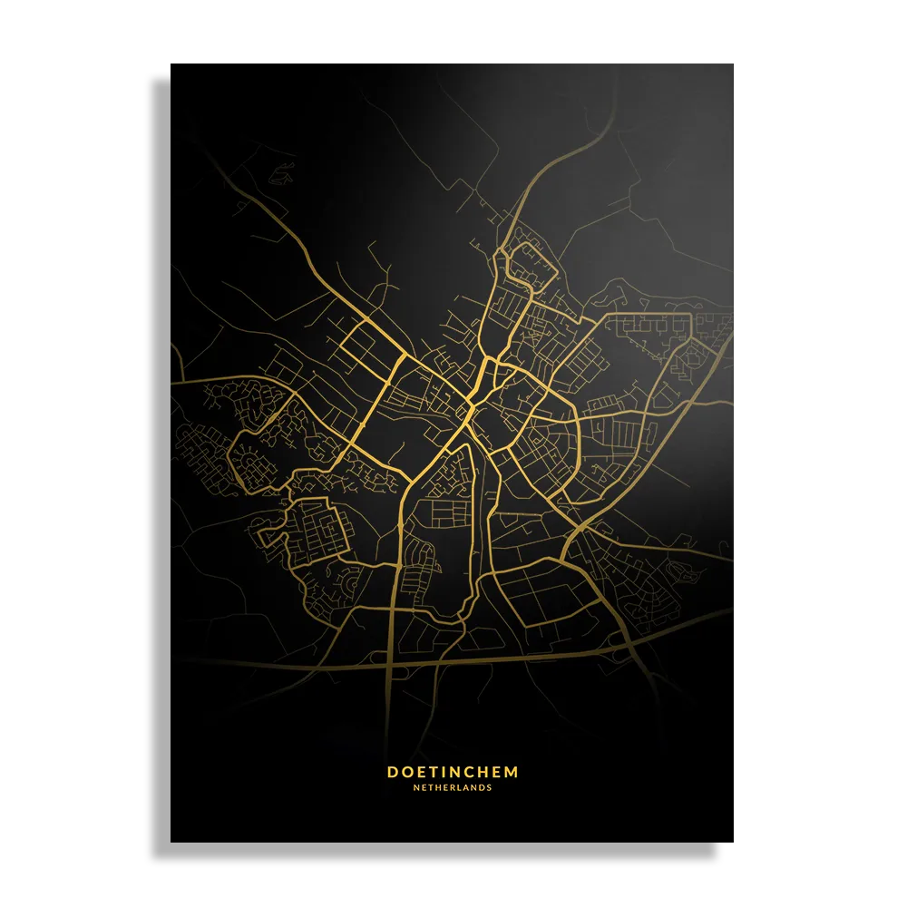 Schilderij Doetinchem Plattegrond Zwart Geel Rechthoek Verticaal Template DB 50 70 Verticaal Steden 84 1