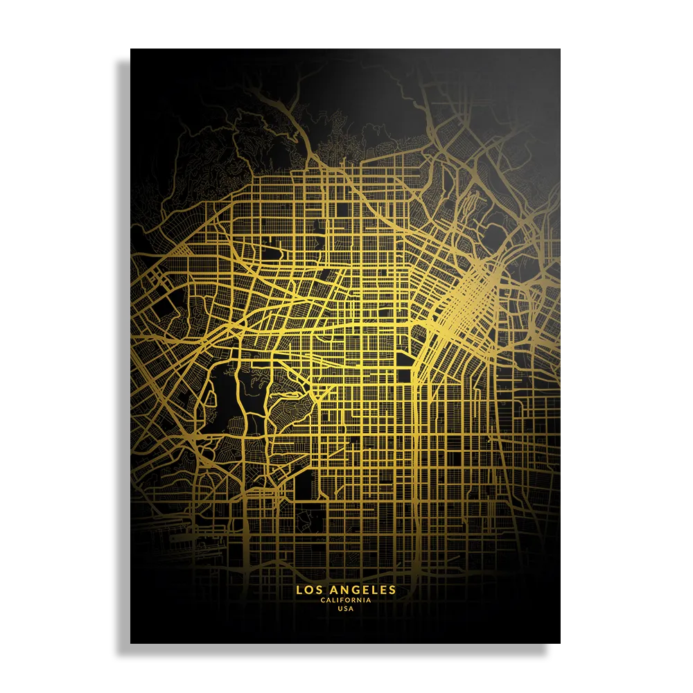 Schilderij Los Angeles Plattegrond Zwart Geel Rechthoek Verticaal Template DB 50 70 Verticaal Steden 89 1