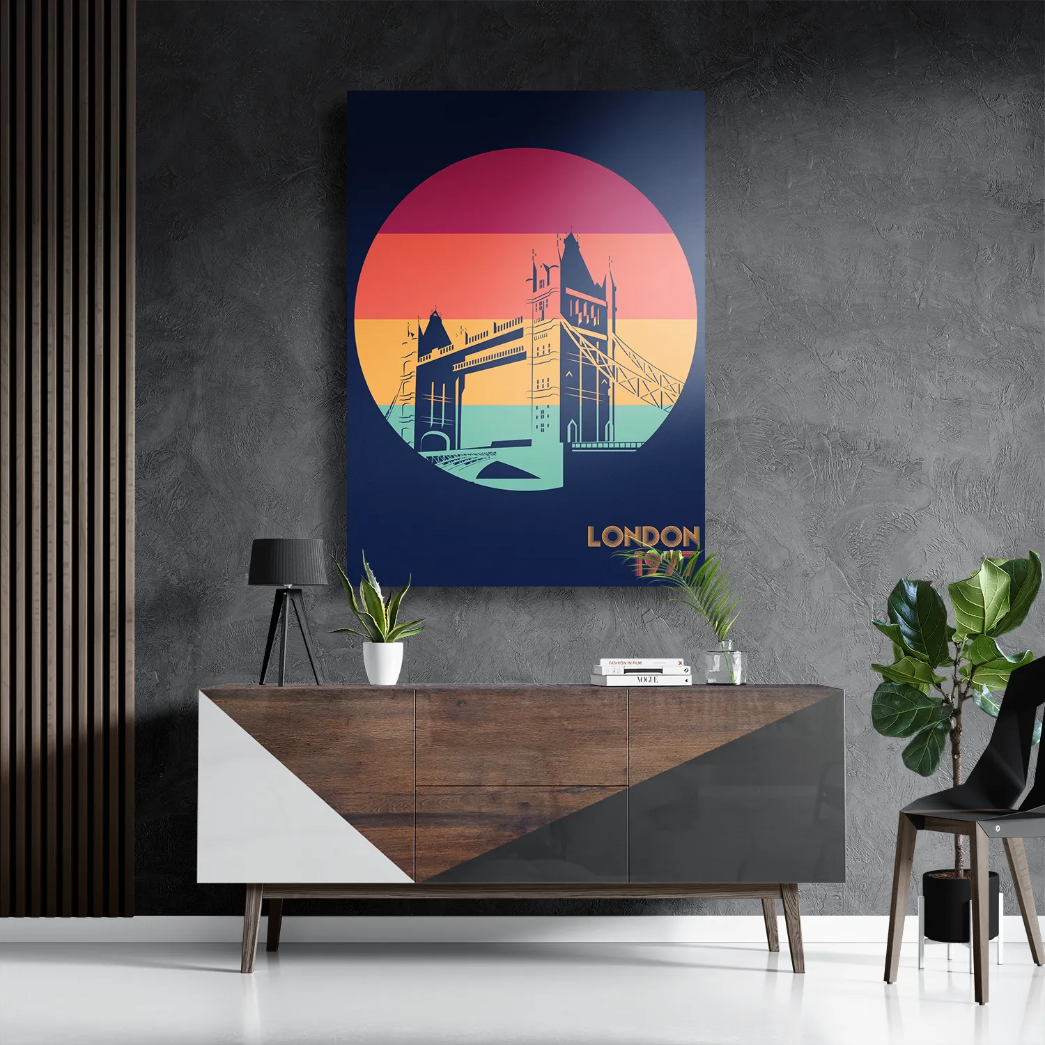 Schilderij London 1977 Illustratie Rechthoek Verticaal Template DB 50 70 Verticaal Steden 9 3