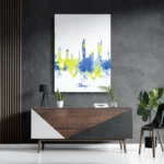 Schilderij Skyline Tilburg Watercolor Paint Rechthoek Verticaal Template DB 50 70 Verticaal Steden 97 3