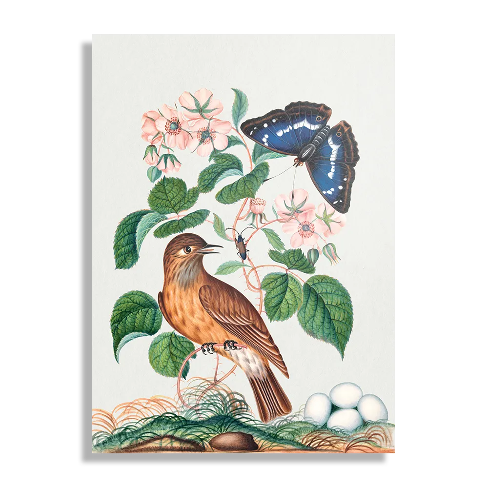 Schilderij Prent Natuur Vogel en Bloemen 01 Rechthoek Verticaal Template DB 50 70 Verticaal Vintage 1 1