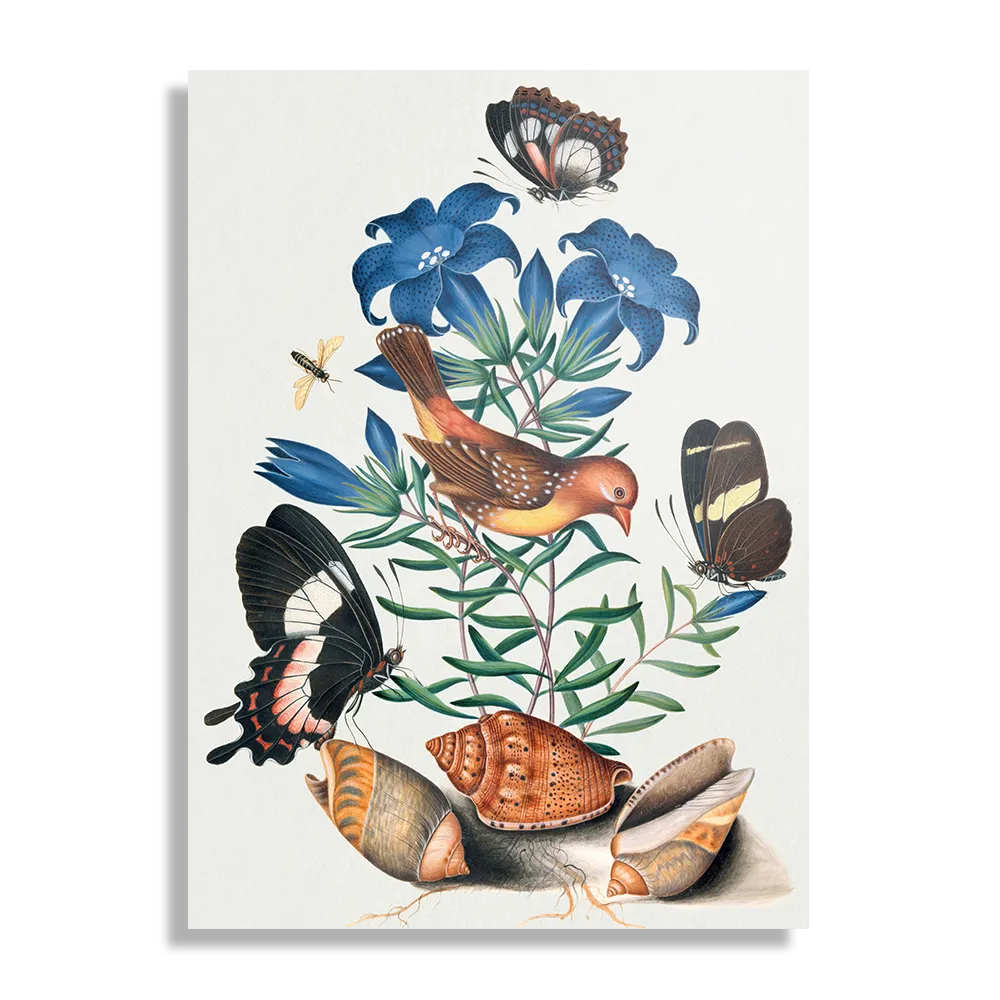 Schilderij Prent Natuur Vogel en Bloemen 02 Rechthoek Verticaal Template DB 50 70 Verticaal Vintage 2 1