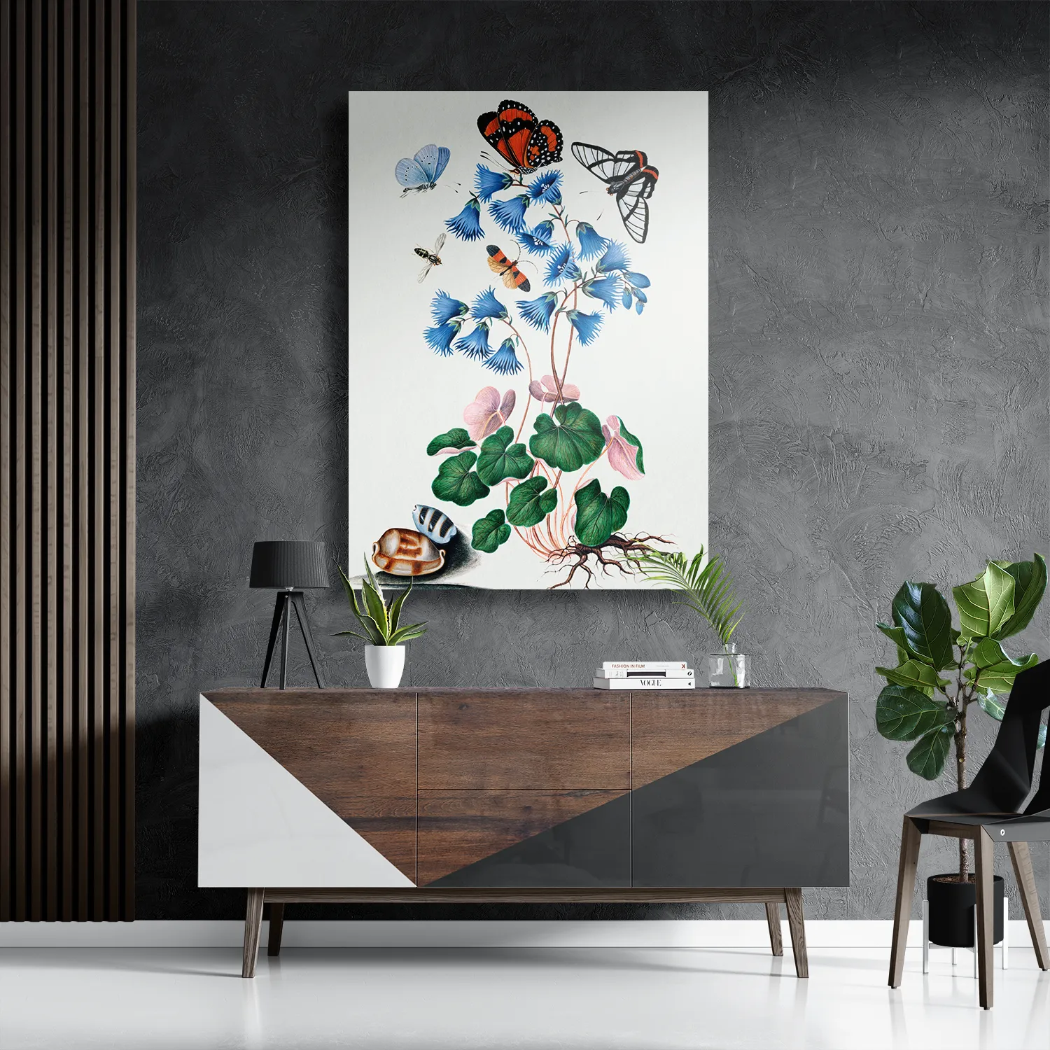 Schilderij Prent Natuur Vogel en Bloemen 04 Rechthoek Verticaal Template DB 50 70 Verticaal Vintage 4 3