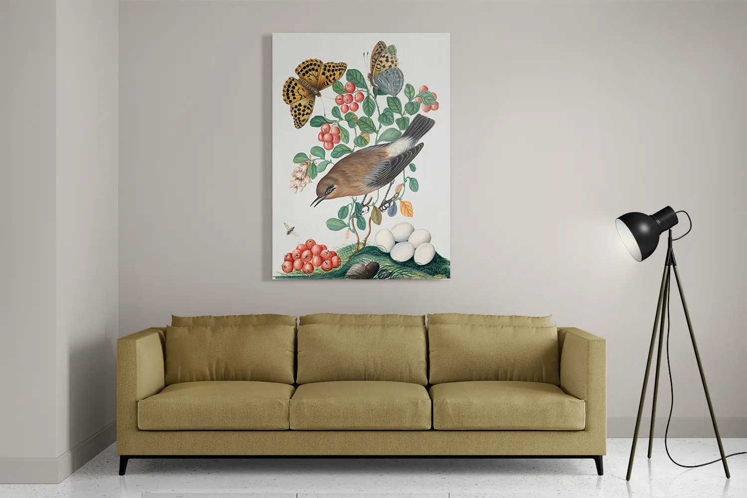 Schilderij Prent Natuur Vogel en Bloemen 05 Rechthoek Verticaal Template DB 50 70 Verticaal Vintage 5 2