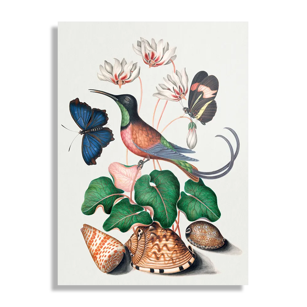 Schilderij Prent Natuur Vogel en Bloemen 07 Rechthoek Verticaal Template DB 50 70 Verticaal Vintage 7 1