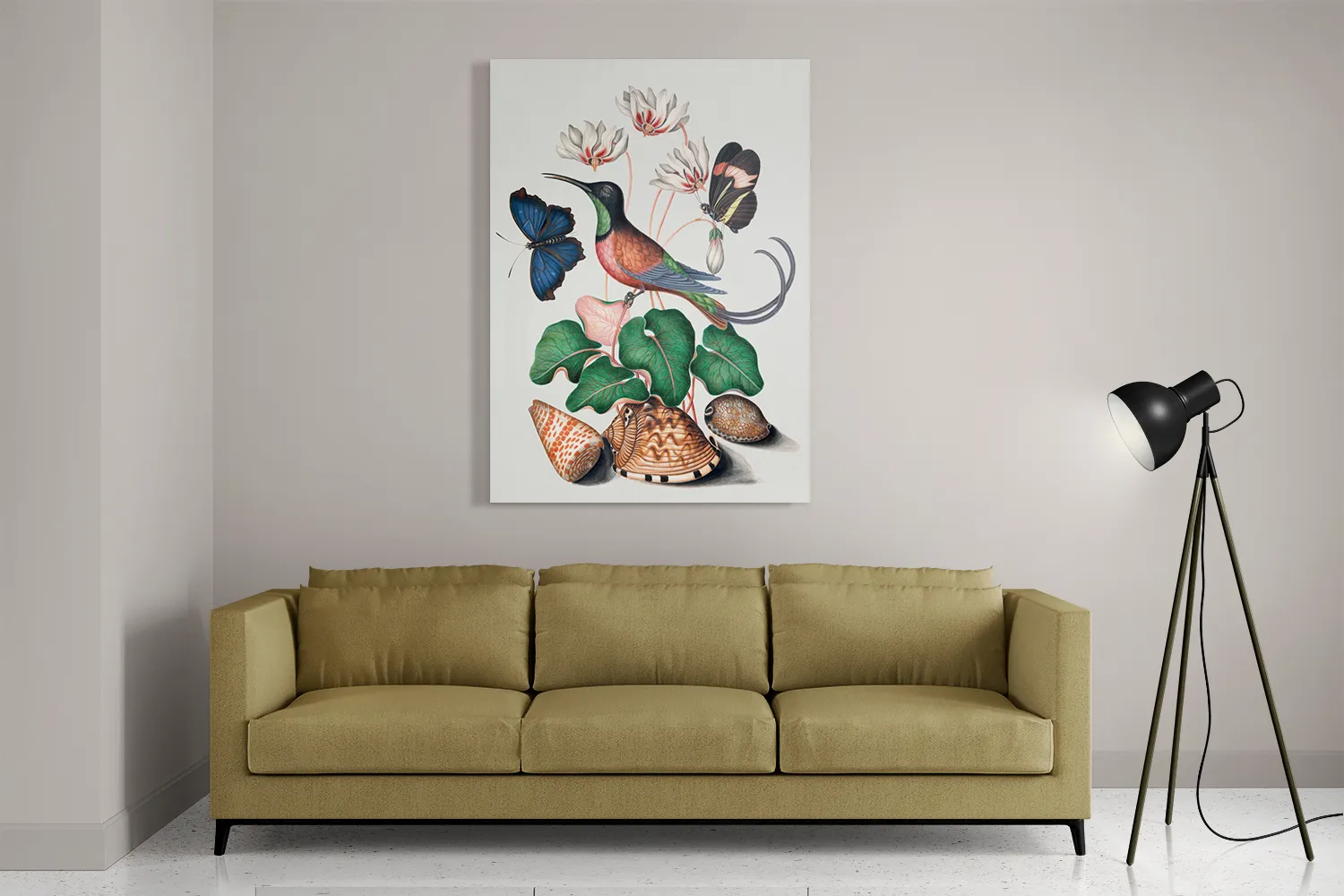 Schilderij Prent Natuur Vogel en Bloemen 07 Rechthoek Verticaal Template DB 50 70 Verticaal Vintage 7 2