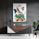 Schilderij Prent Natuur Vogel en Bloemen 07 Rechthoek Verticaal Template DB 50 70 Verticaal Vintage 7 3