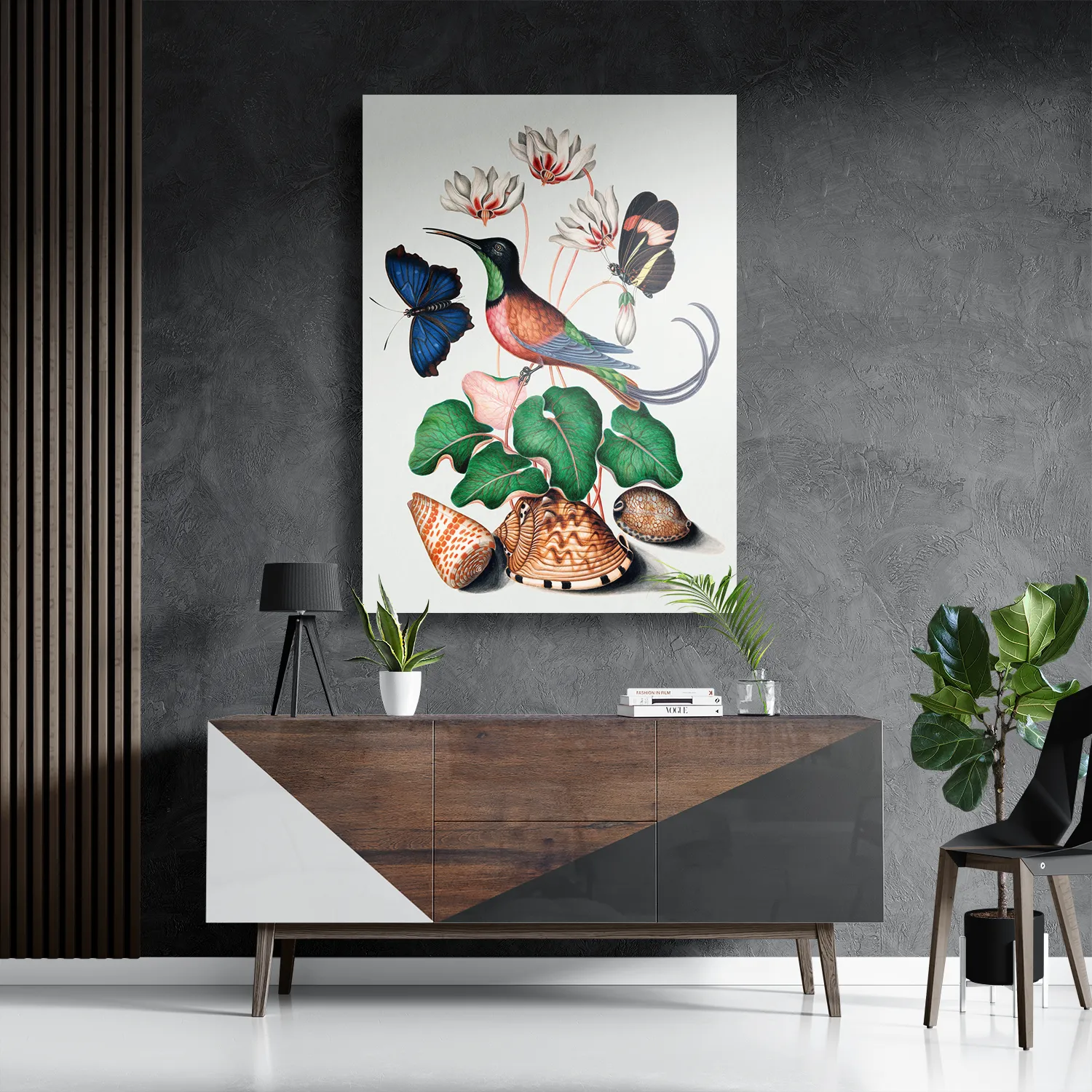 Schilderij Prent Natuur Vogel en Bloemen 07 Rechthoek Verticaal Template DB 50 70 Verticaal Vintage 7 3