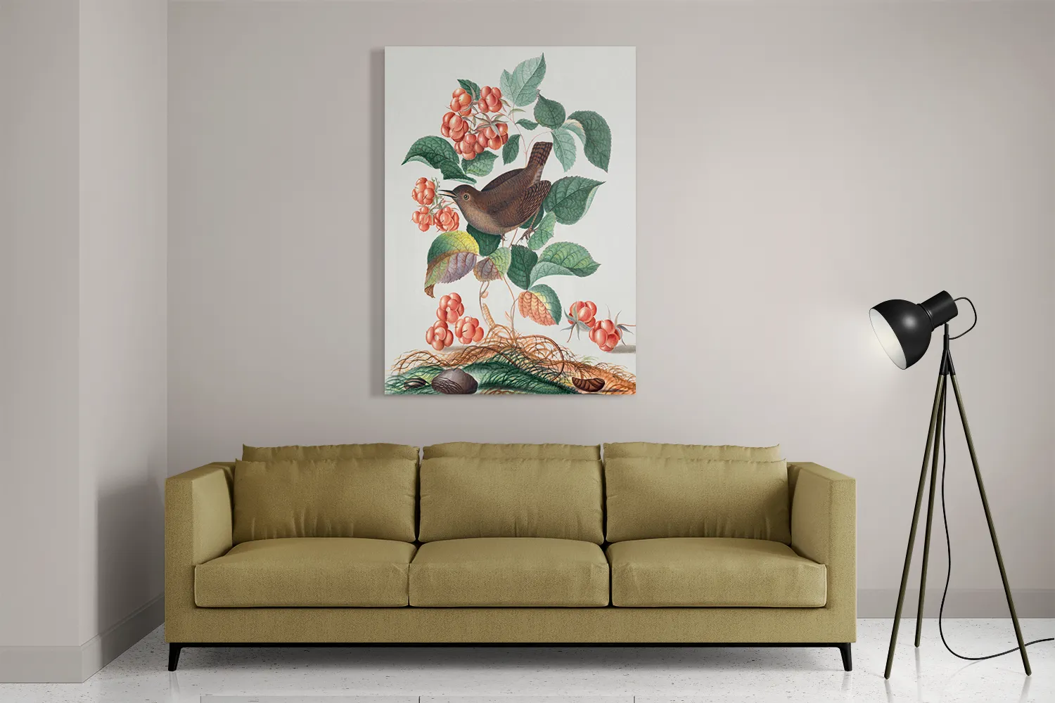 Schilderij Prent Natuur Vogel en Bloemen 08 Rechthoek Verticaal Template DB 50 70 Verticaal Vintage 8 2