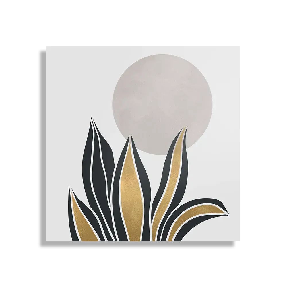 Schilderij Het gouden blad Vierkant Template D Vierkant Abstract 04 1