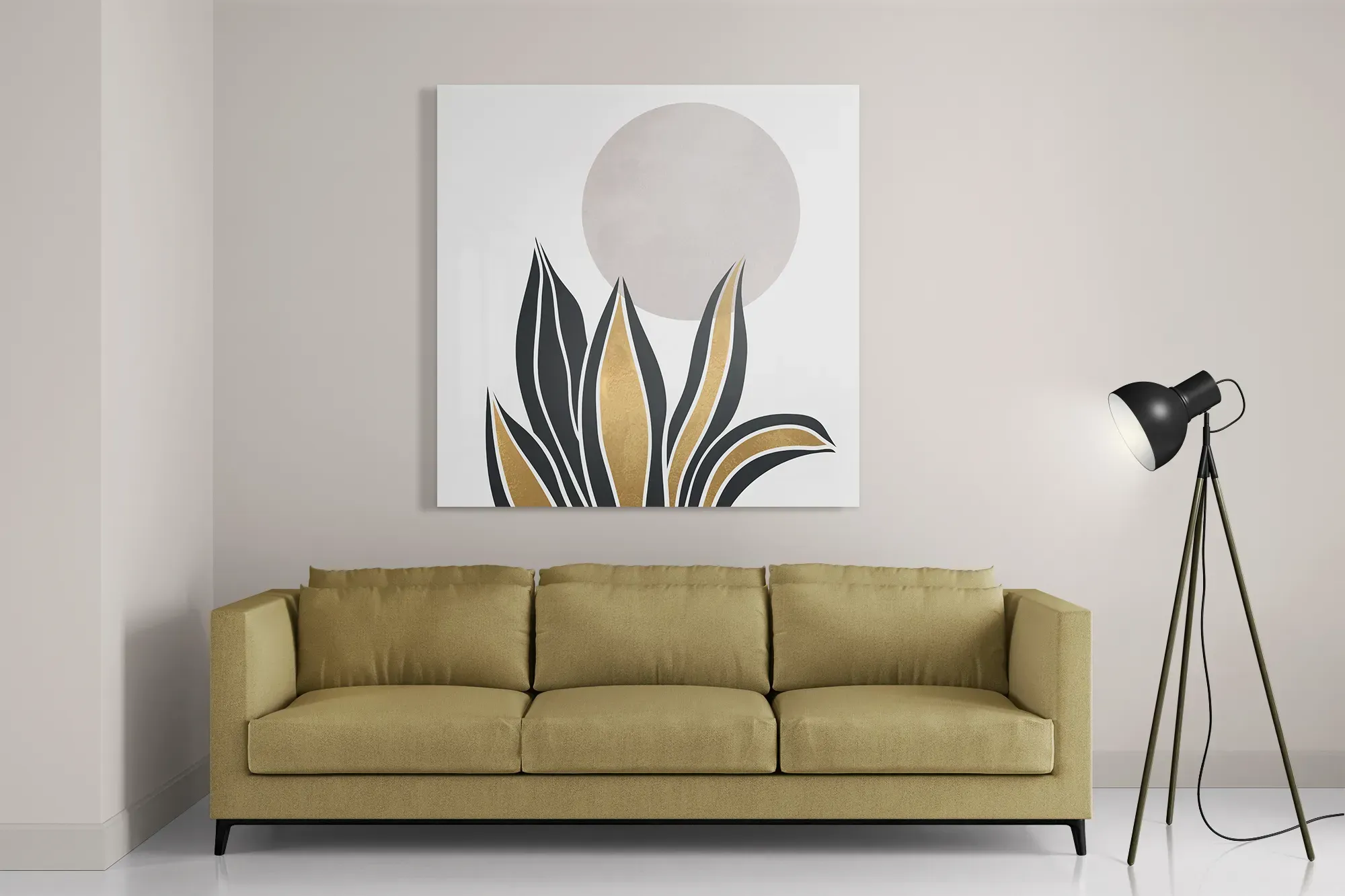 Schilderij Het gouden blad Vierkant Template D Vierkant Abstract 04 2