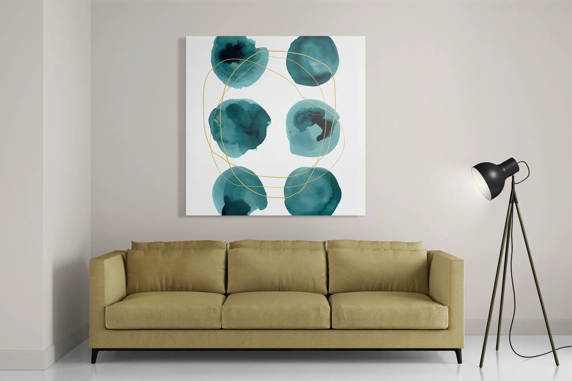 Schilderij Scandinavisch Rond Patroon Groen Vierkant Template D Vierkant Abstract 29 2