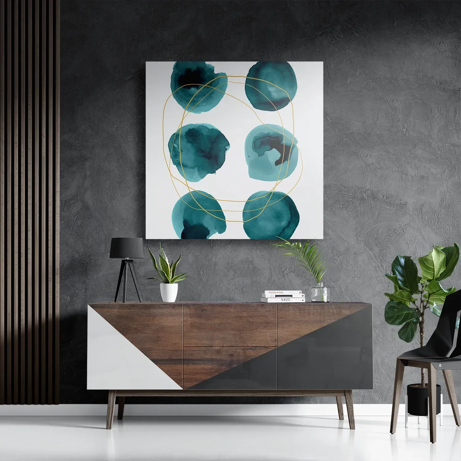 Schilderij Scandinavisch Rond Patroon Groen Vierkant Template D Vierkant Abstract 29 3