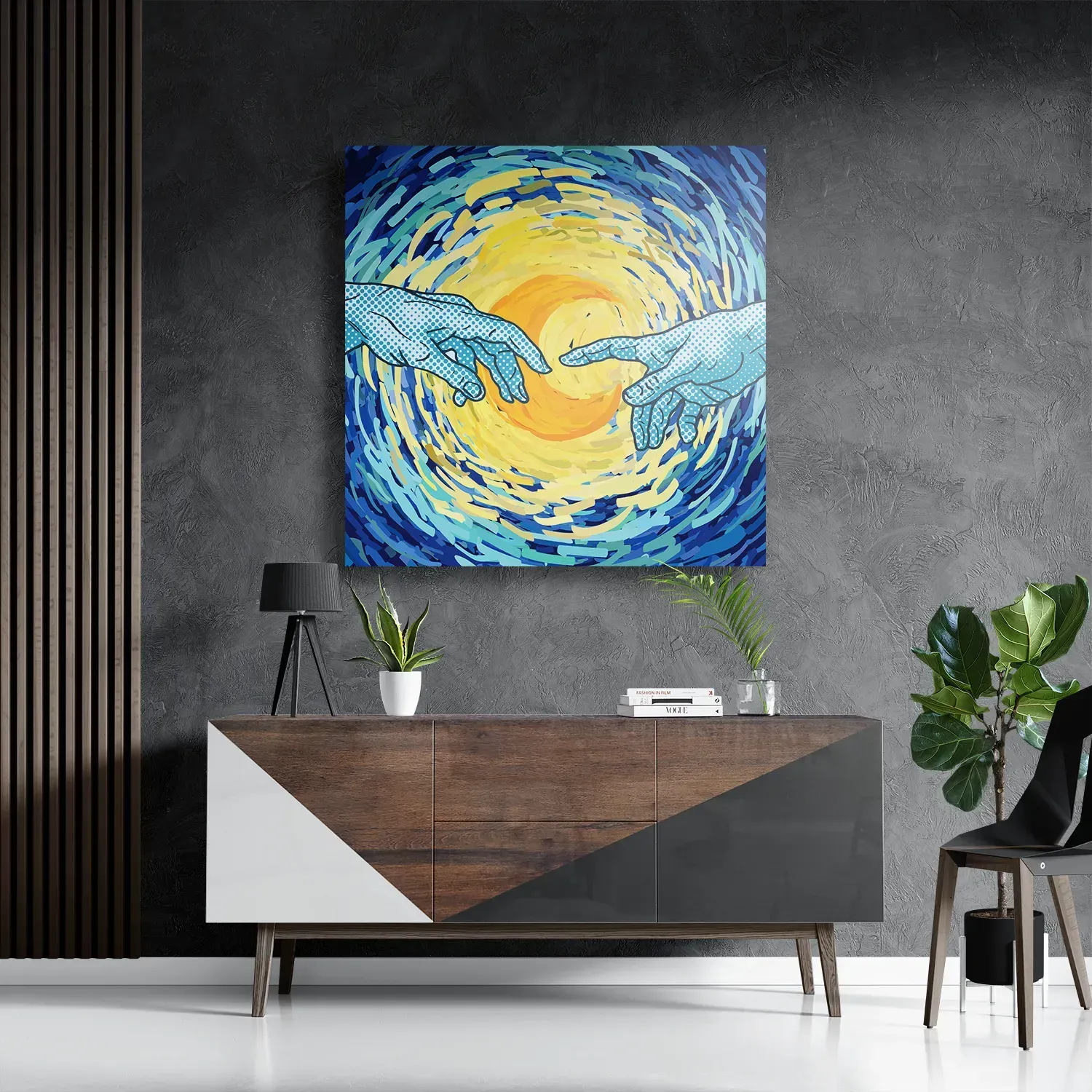 Schilderij De Slaapwandeling Naar De Maan Vierkant Template D Vierkant Abstract 35 3