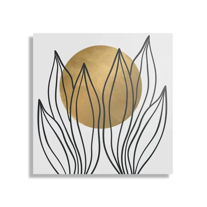 Schilderij Scandinavisch Design Plant met Goud Element 01 Vierkant Template D Vierkant Abstract 72 1