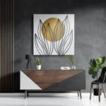 Schilderij Scandinavisch Design Plant met Goud Element 01 Vierkant Template D Vierkant Abstract 72 3