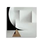 Schilderij Scandinavisch Wit met Goudkleurig Element 02 Vierkant Template D Vierkant Abstract 91 1