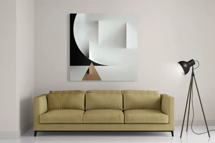 Schilderij Scandinavisch Wit met Goudkleurig Element 02 Vierkant Template D Vierkant Abstract 91 2
