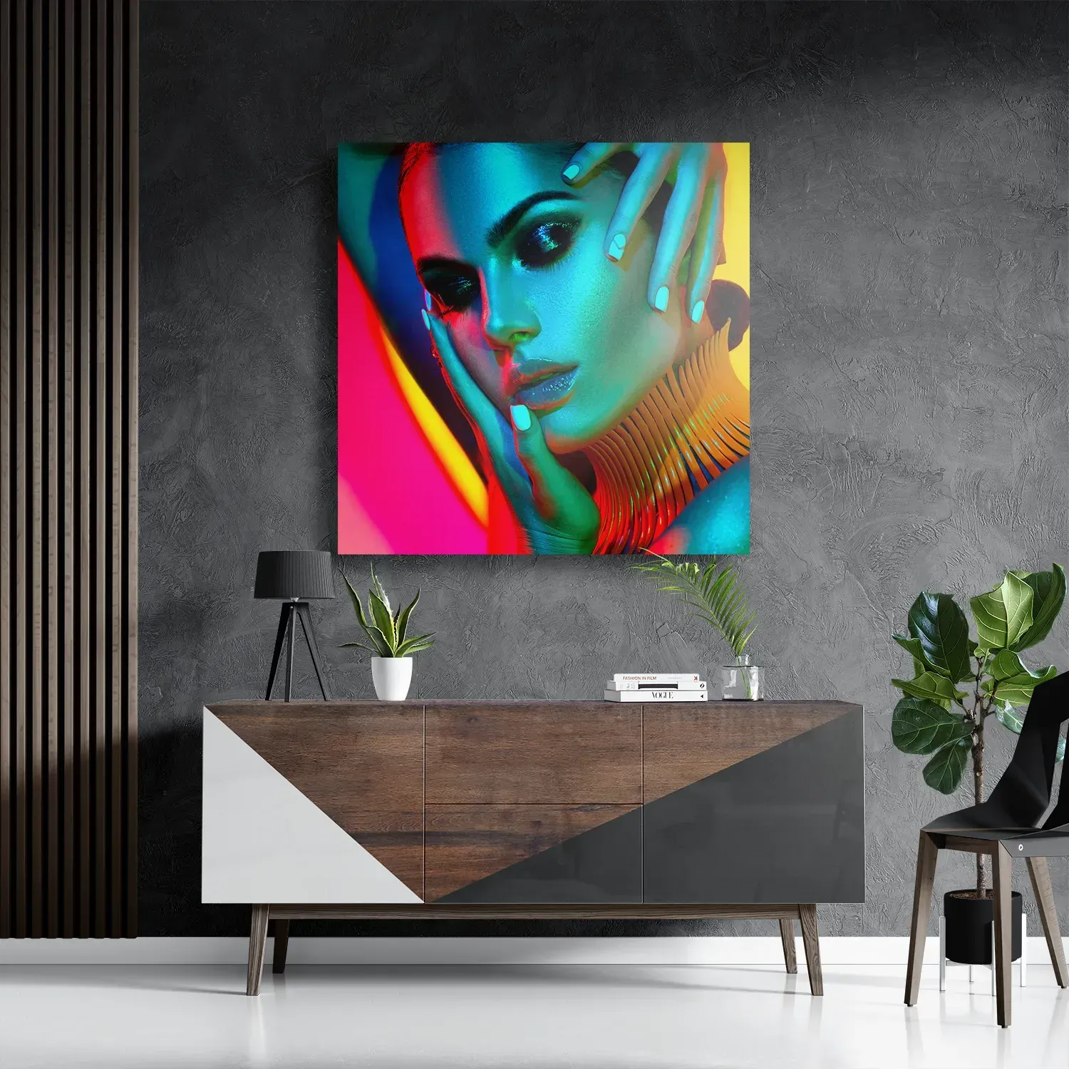 Template_D_Vierkant_Beauty_5-3 Schilderij Kleurrijke Vrouw Vierkant Template D Vierkant Beauty 5 3