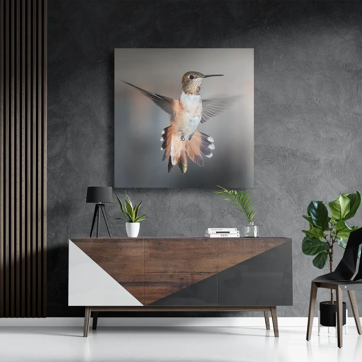 Template_D_Vierkant_Dieren_19-3 Schilderij De Vliegende Kolibrie Vogel Vierkant Template D Vierkant Dieren 19 3