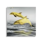 Schilderij Springende Dolfijnen Goud 01 Vierkant Template D Vierkant Dieren 2 1