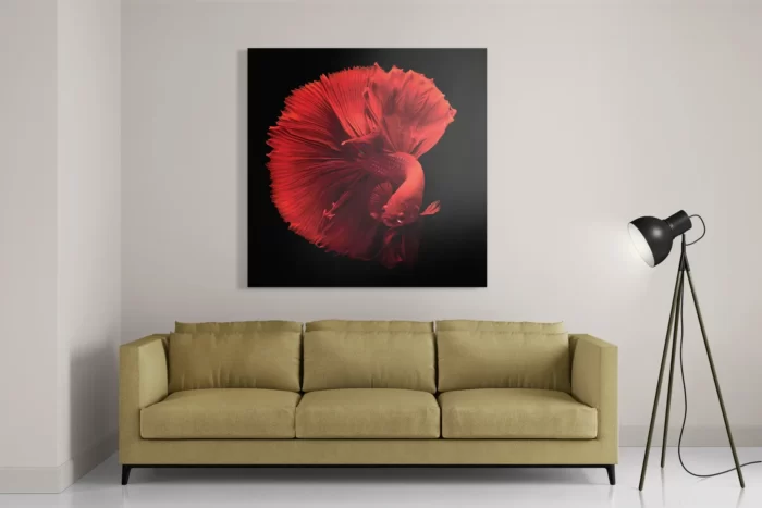 Schilderij Red Dragon Siamese Fighting Fish Vierkant Template D Vierkant Dieren 32 2