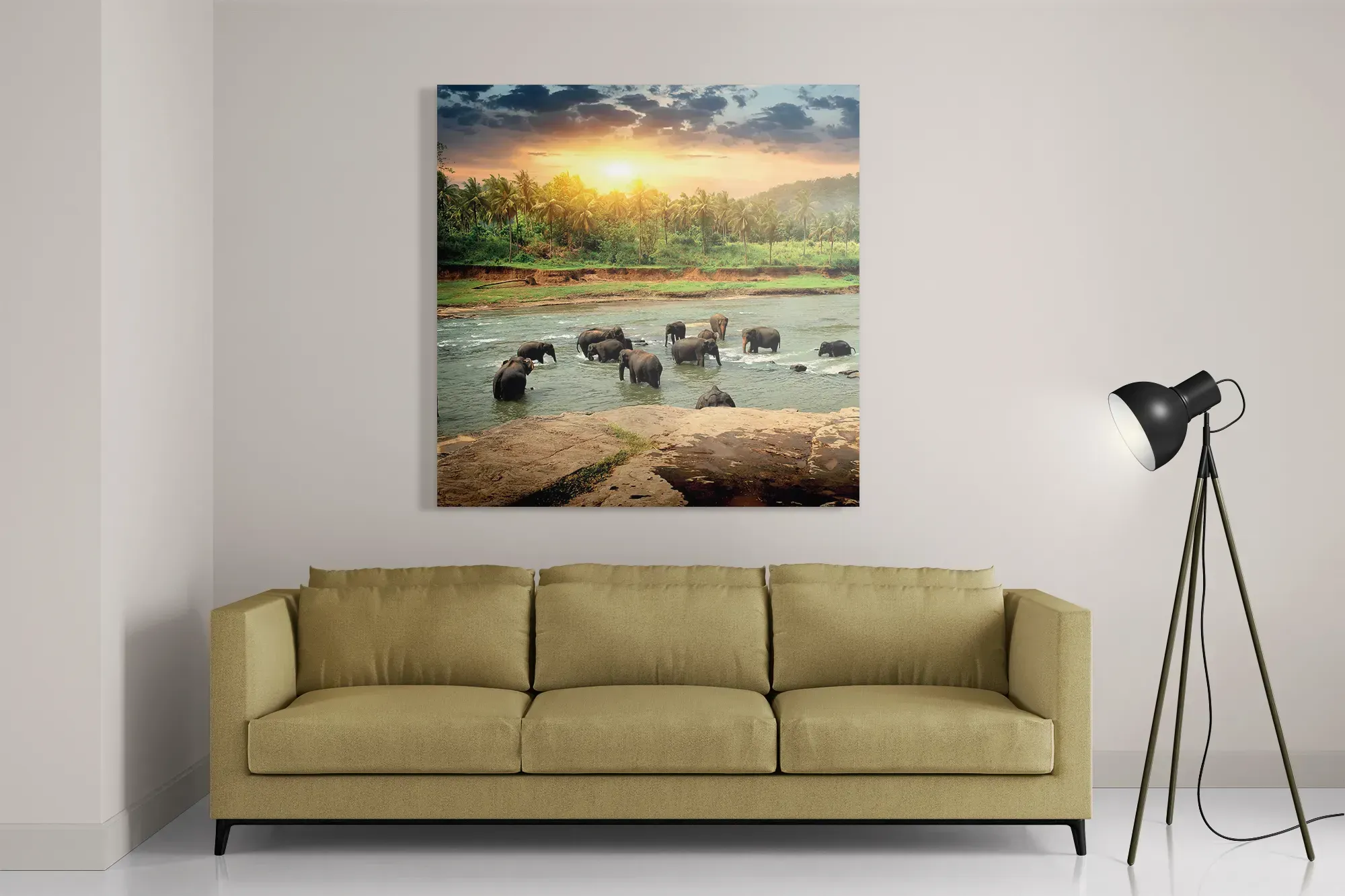 Template_D_Vierkant_Dieren_39-2 Schilderij De Rivier Olifanten Vierkant Template D Vierkant Dieren 39 2