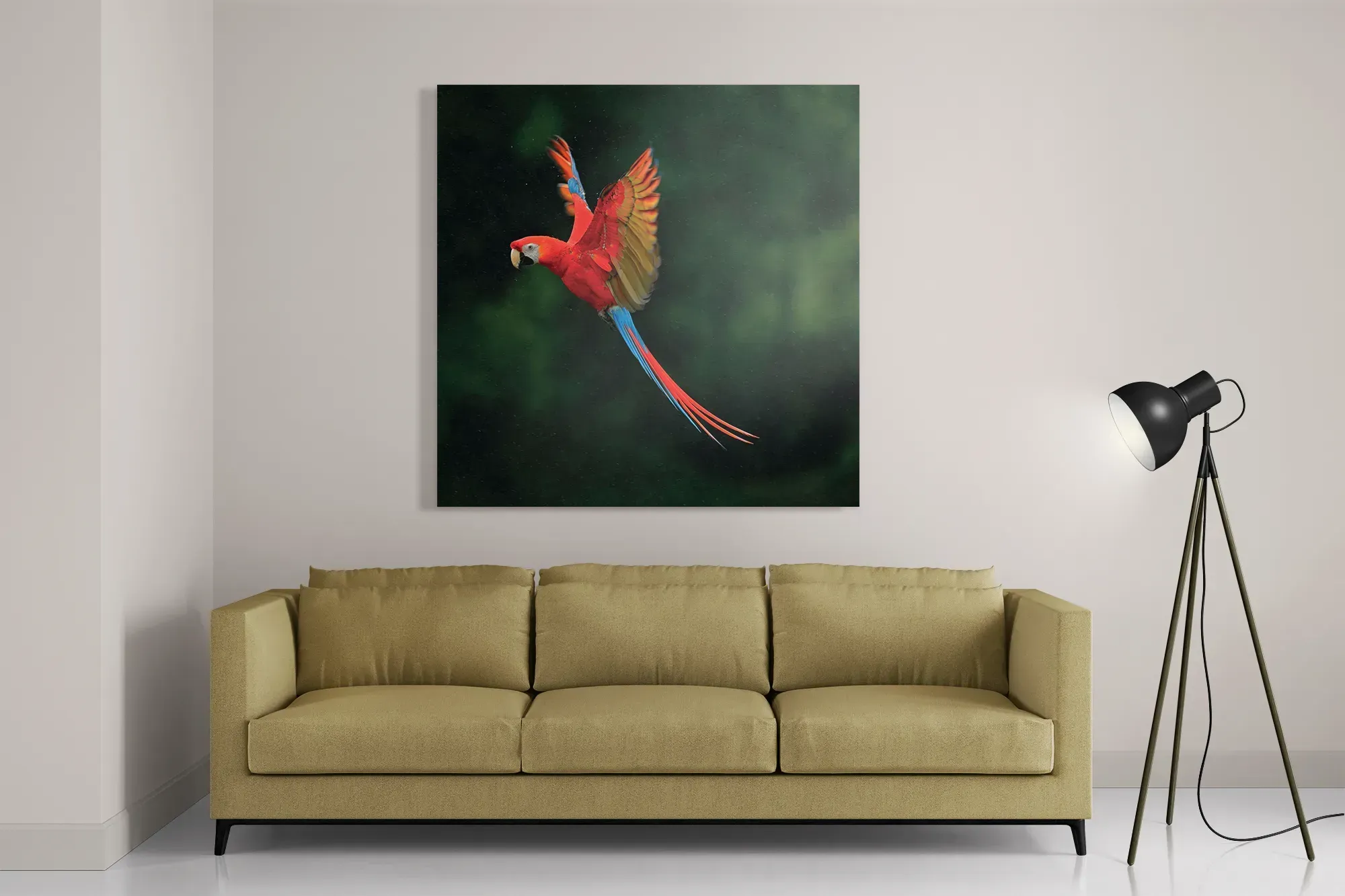 Schilderij Vliegende Ara Vogel Vierkant Template D Vierkant Dieren 40 2