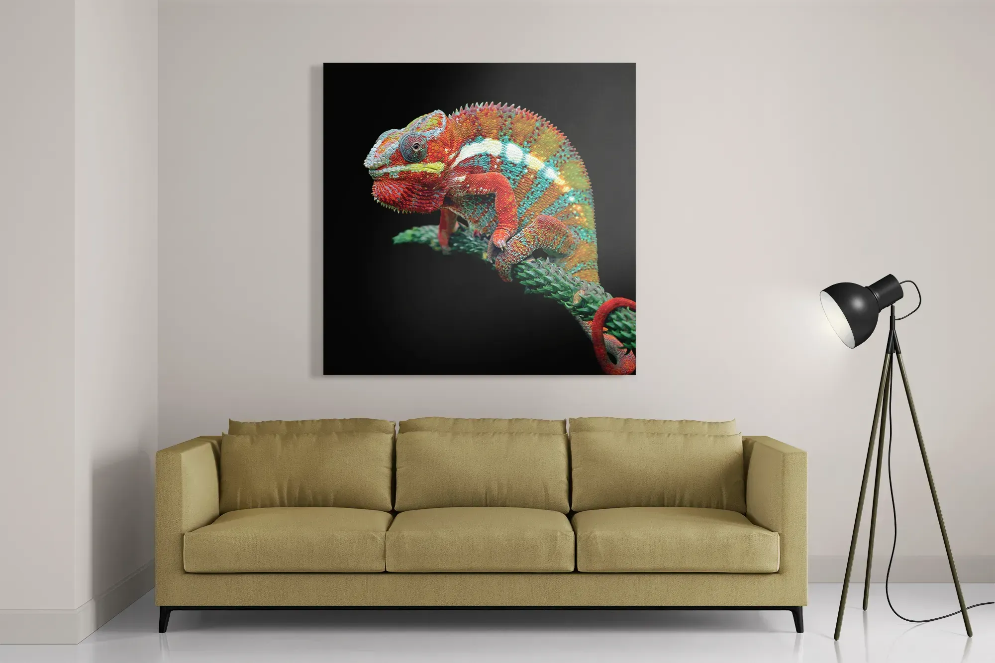 Template_D_Vierkant_Dieren_50-2 Schilderij De Kameleon Zittend Op Plant Vierkant Template D Vierkant Dieren 50 2
