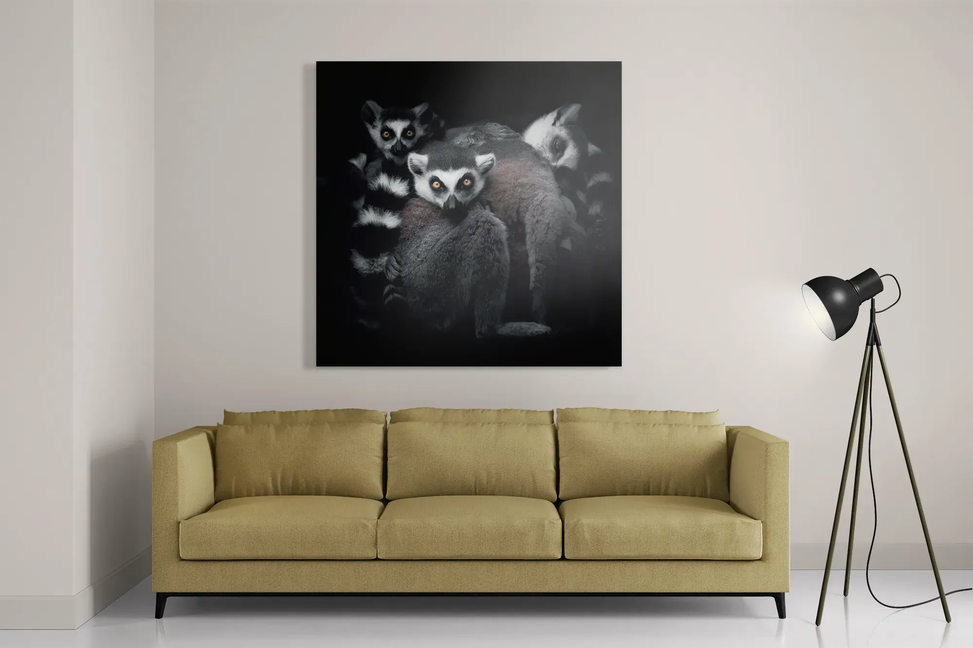 Template_D_Vierkant_Dieren_59-2 Schilderij Ringstaartmaki's Met Zwarte Achtergrond Vierkant Template D Vierkant Dieren 59 2